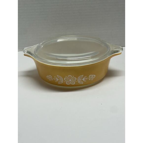 Vintage Pyrex Butterfly Gold Casserole Dish 471 With Lid 1 Pint - Picture 13 of 13